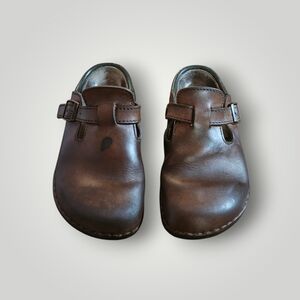 Birkenstock Tatami Vintage Brown Leather Clogs Size 9